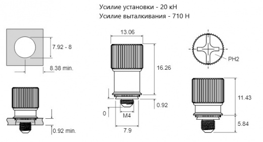 Винт невыпадающий М4 PF11-M4-0