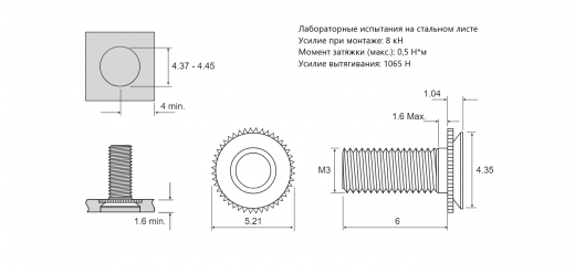 Резьбовая запрессовочная шпилька CHC Сталь нержавеющая 300 M3x6 CHC-M3-6