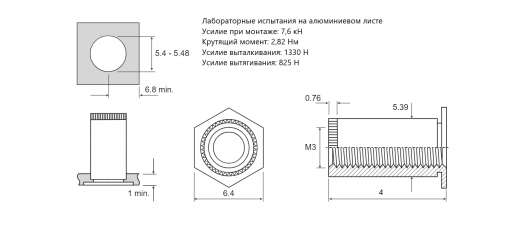 Втулка запрессовочная SOAG алюминиевая M3x4 SOAG-3,5M3-4
