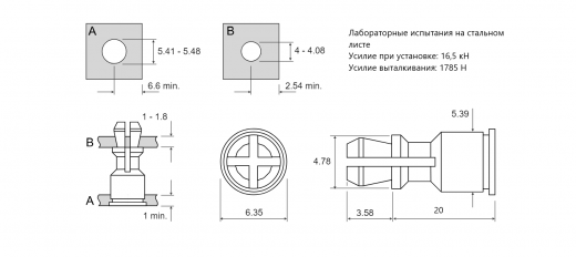 Зажим-фиксатор (защёлка) запрессовочный SSC Сталь нержавеющая SSC-4-20