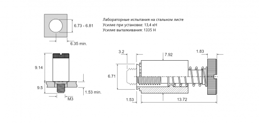 Винт невыпадающий М3 PFS2-M3-62 Сталь оцинкованная