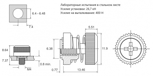 Винт невыпадающий М4 PF50-M4-1