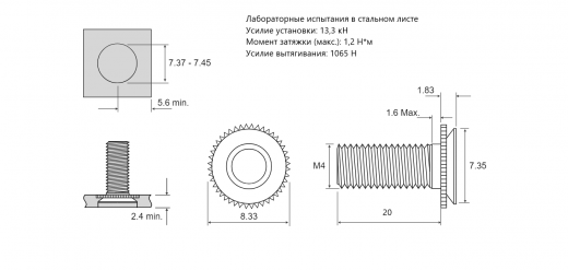 Резьбовая запрессовочная шпилька CFHA алюминий M4x20 CFHA-M4-20