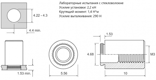 Втулка запрессовочная  М3х10 KFE-M3-10 Сталь Электро-луженое покрытие