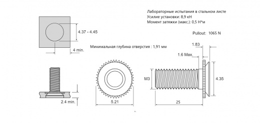 Резьбовая запрессовочная шпилька CFHC Сталь нержавеющая 300 M3x25 CFHC-M3-25
